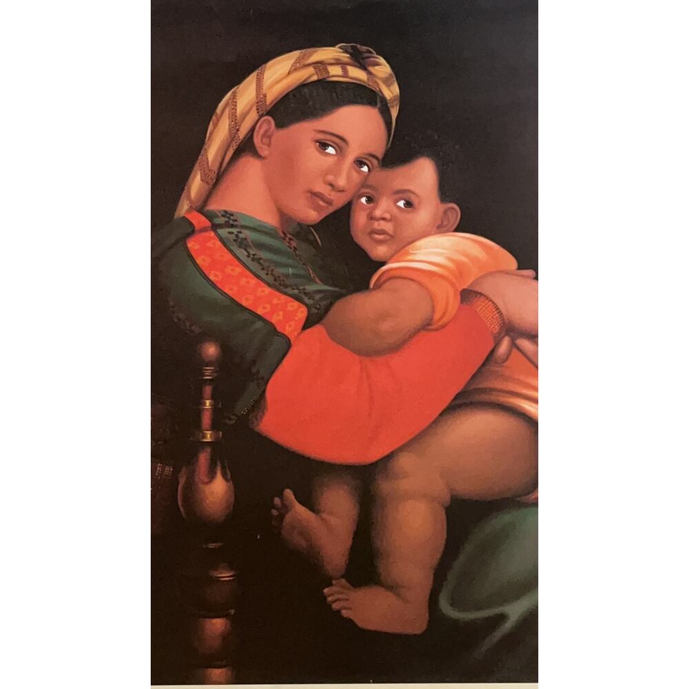 Madonna della Sedia (African Version) Vintage Print, Art by T. Miller